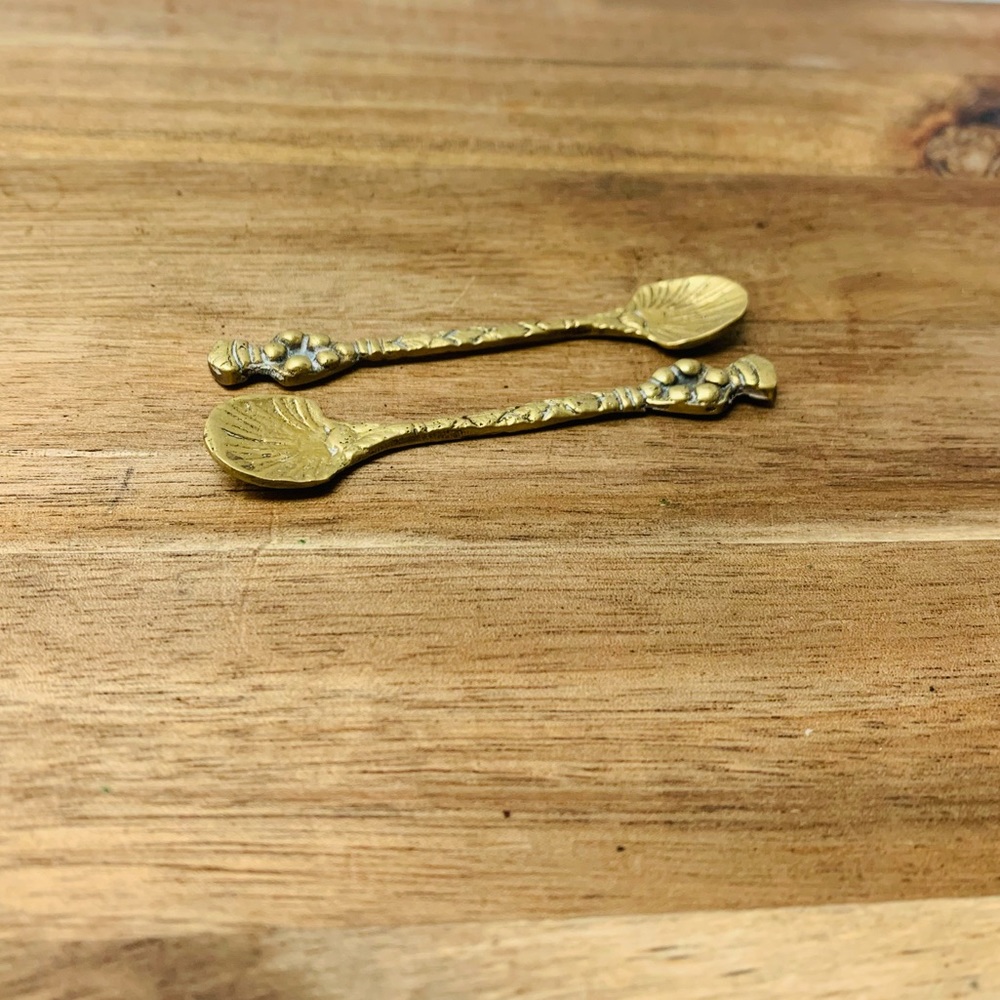 Vintage Miniature Golden-Toned Novelty Spoons Sugar Spoons